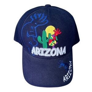 Arizona Kokopelli Souvenir Baseball Cap Navy Blue Embroidered Santo Cap Hat